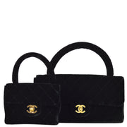 Chanel 1994-1996 Black Velvet Classic Single Flap 2 in 1 Handbag Set