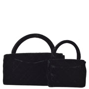 Chanel 1994-1996 Black Velvet Classic Single Flap 2 in 1 Handbag Set