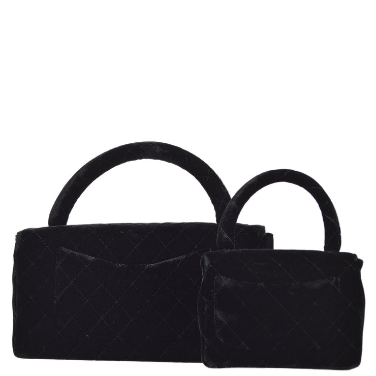 Chanel 1994-1996 Black Velvet Classic Single Flap 2 in 1 Handbag Set