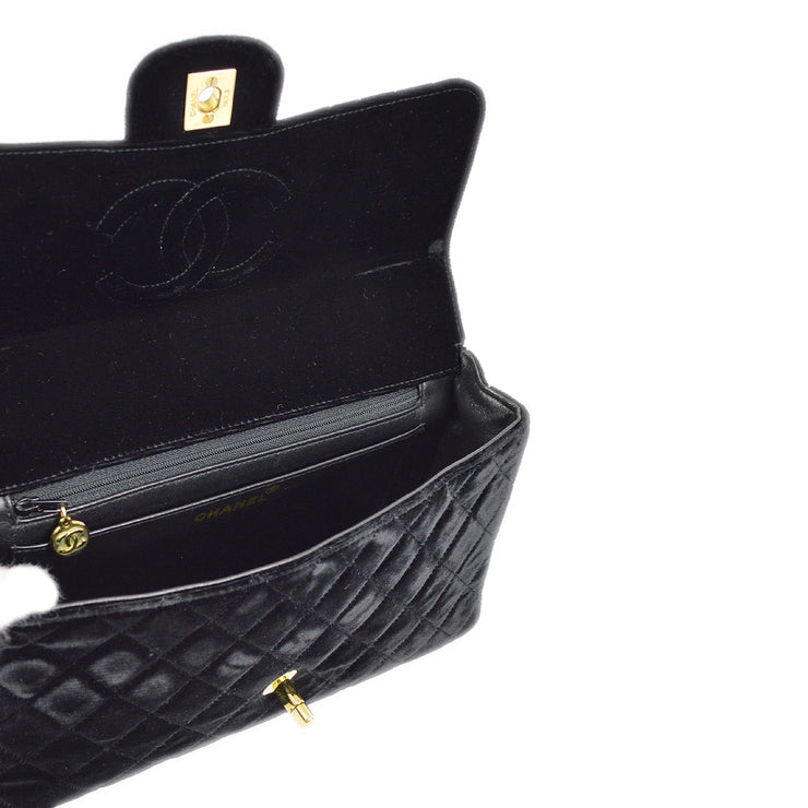 Chanel 1994-1996 Black Velvet Classic Single Flap 2 in 1 Handbag Set