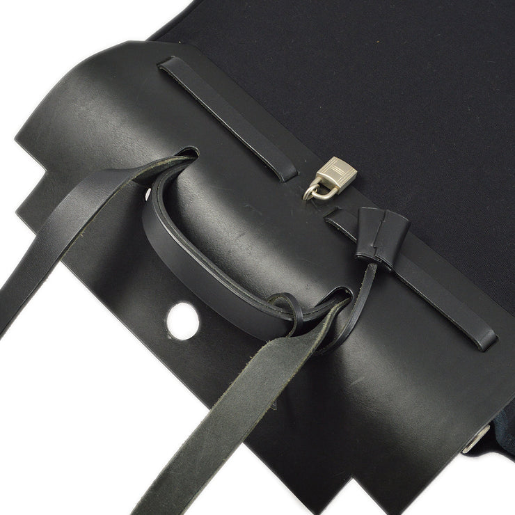 Hermes Black Toile Officier Herbag MM 2 in 1 2way Shoulder Handbag