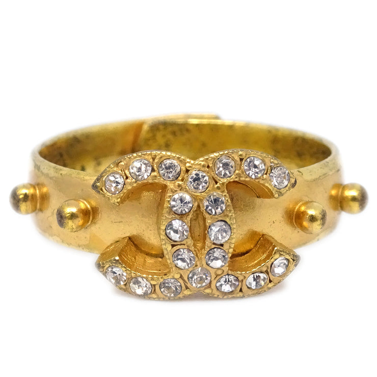 Chanel Ring Rhinestone Gold #52 #12 02P
