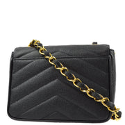 Chanel 1994-1996 Black Caviar Chevron Mini Square Shoulder Bag 17