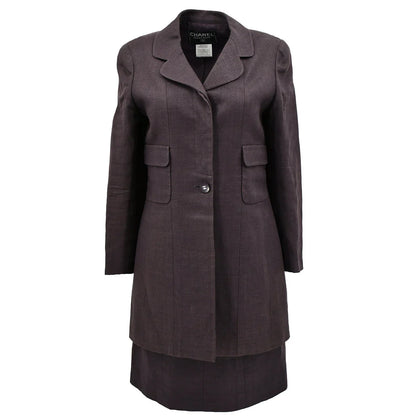 Chanel Spring 1998 Jacket Skirt Suit Brown #38