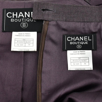 Chanel Spring 1998 Jacket Skirt Suit Brown #38