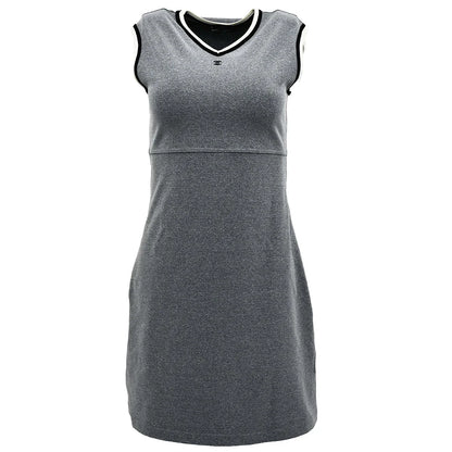 Chanel V-neck Sleeveless Dress Gray