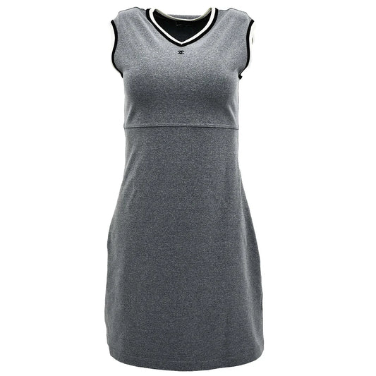 Chanel V-neck Sleeveless Dress Gray