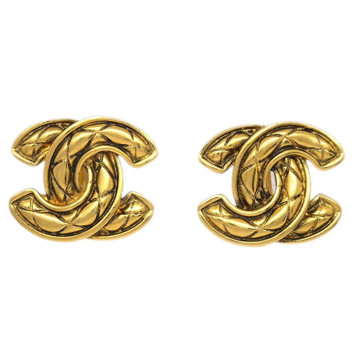 Chanel CC Earrings Clip-On Gold 2459
