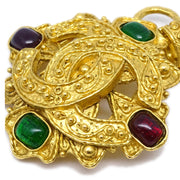 Chanel Filigree Gripoix Brooch Pin Gold 94A
