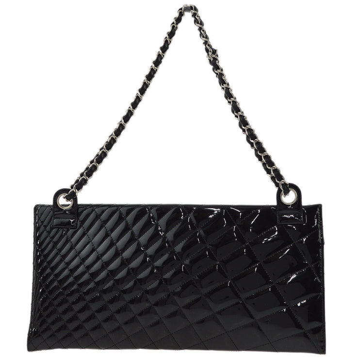 Chanel Black Patent Leather Double Chain Shoulder Bag