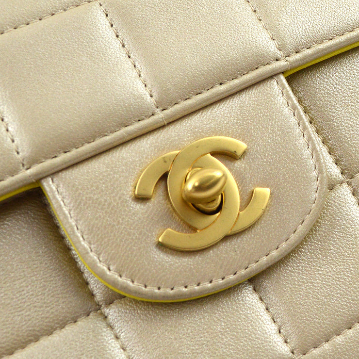 Chanel Beige Lambskin Choco Bar East West Shoulder Bag