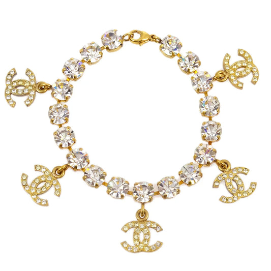 Chanel Rhinestone Bracelet Gold 96P