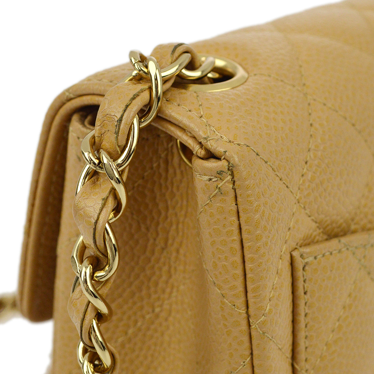 Chanel 2003-2004 Caviar Mini Classic Square Flap Bag 17