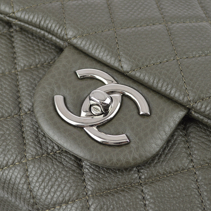 Chanel Gray Calfskin XXL Single Flap Shoulder Bag