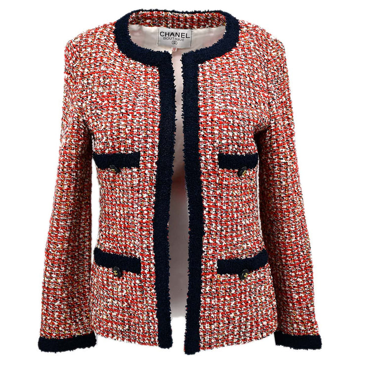 Chanel Collarless Jacket Red #38
