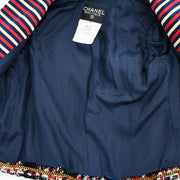 Chanel Collarless Jacket Tweed Navy #34