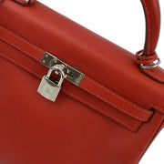 Hermes Rouge Vif Swift Kelly 25 Retourne 2way Shoulder Handbag