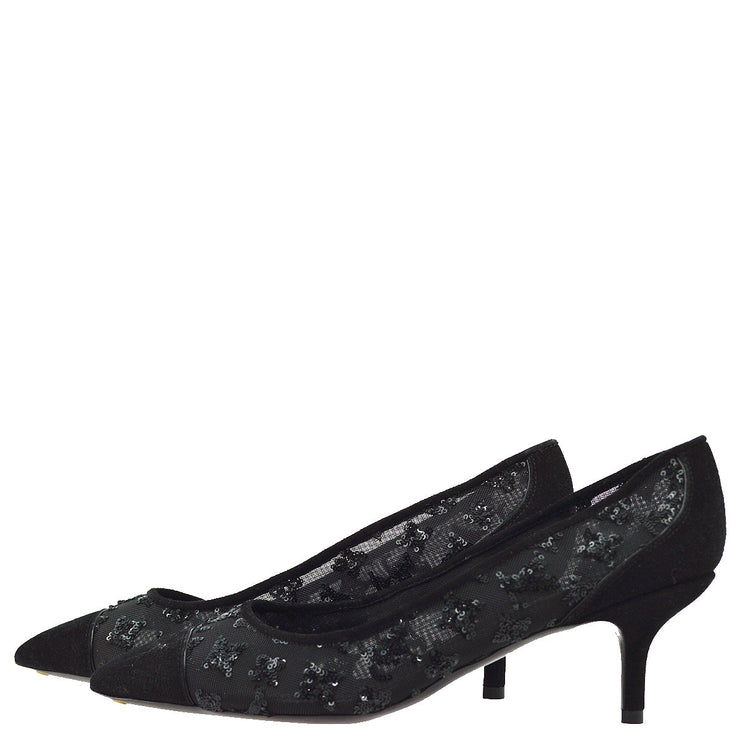 Louis Vuitton Black Spangle Pumps Shoes #37