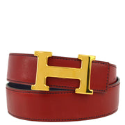 Hermes 1999 Red Box Calf Constance Reversible Belt #74 Small Good