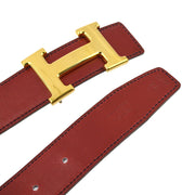 Hermes 1999 Red Box Calf Constance Reversible Belt #74 Small Good