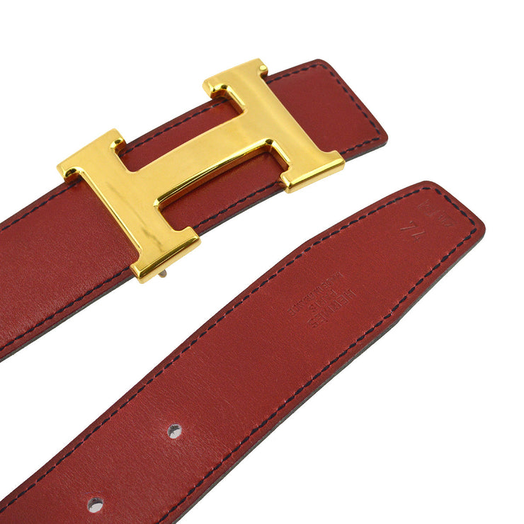Hermes Red Box Calf Constance Reversible Belt #74 Small Good