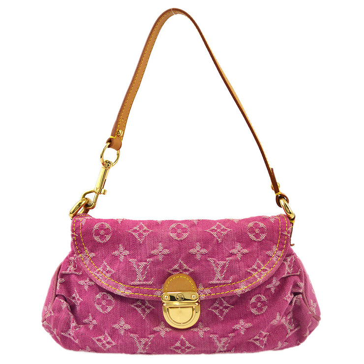 Louis Vuitton 2006 Pink Monogram Denim Mini Pleaty Handbag M95216