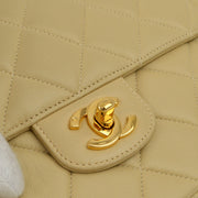 Chanel Beige Lambskin Single Flap Shoulder Bag