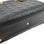 Christian Dior 2000 Black Lambskin Lady Dior Cannage 2way Shoulder Handbag