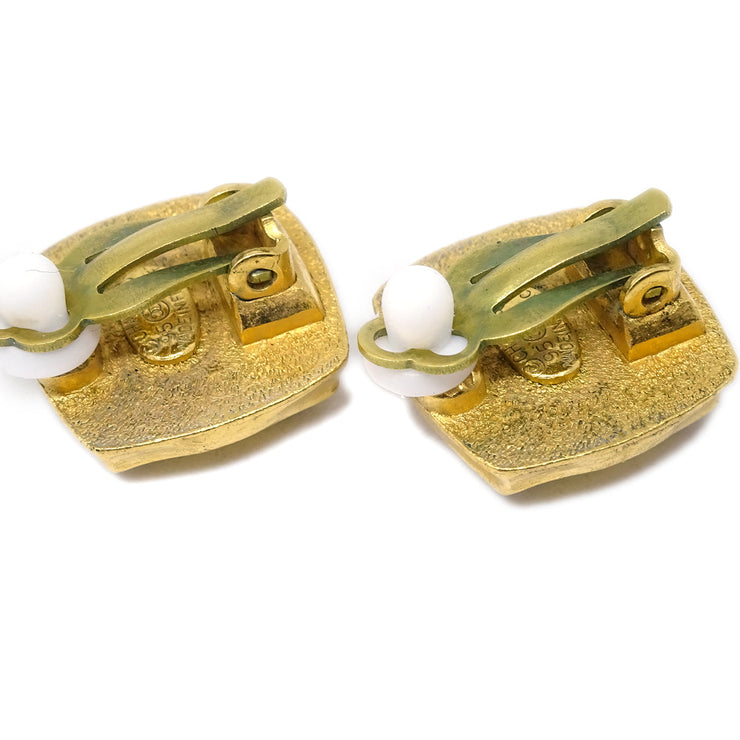 Chanel Square Earrings Clip-On Gold 95A