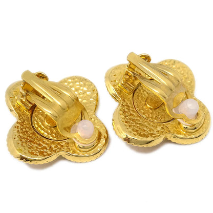 Chanel Gold Earrings Clip-On Rhinestone 95A