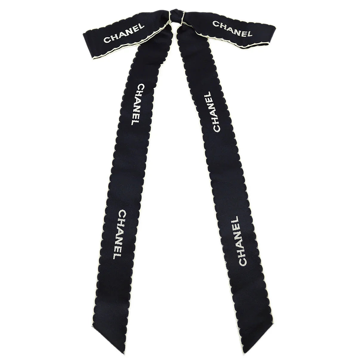 Chanel Bow Brooch Pin Navy