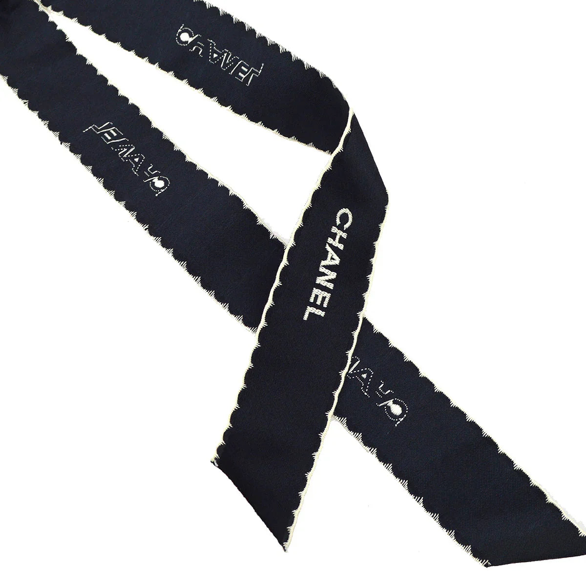 Chanel Bow Brooch Pin Navy