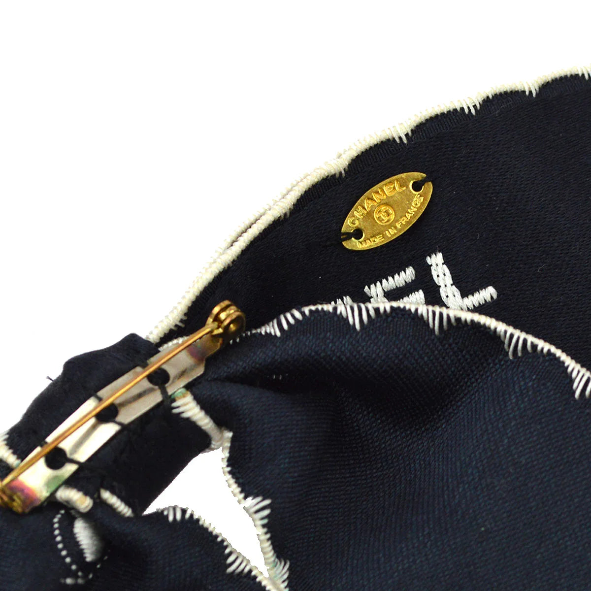 Chanel Bow Brooch Pin Navy