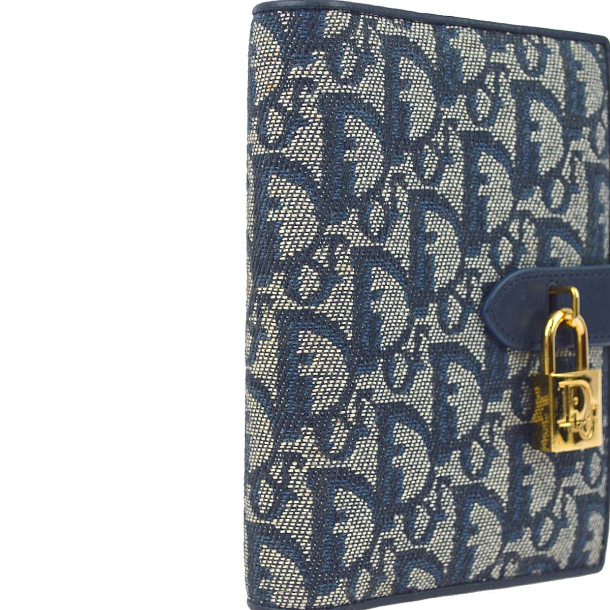 DIOR 手帳カバー トロッター 紺 Christian Dior Navy Trotter Notebook Cover Small Good