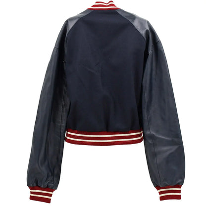 Chanel 2004 Spring Letterman Bomber Jacket Navy #38