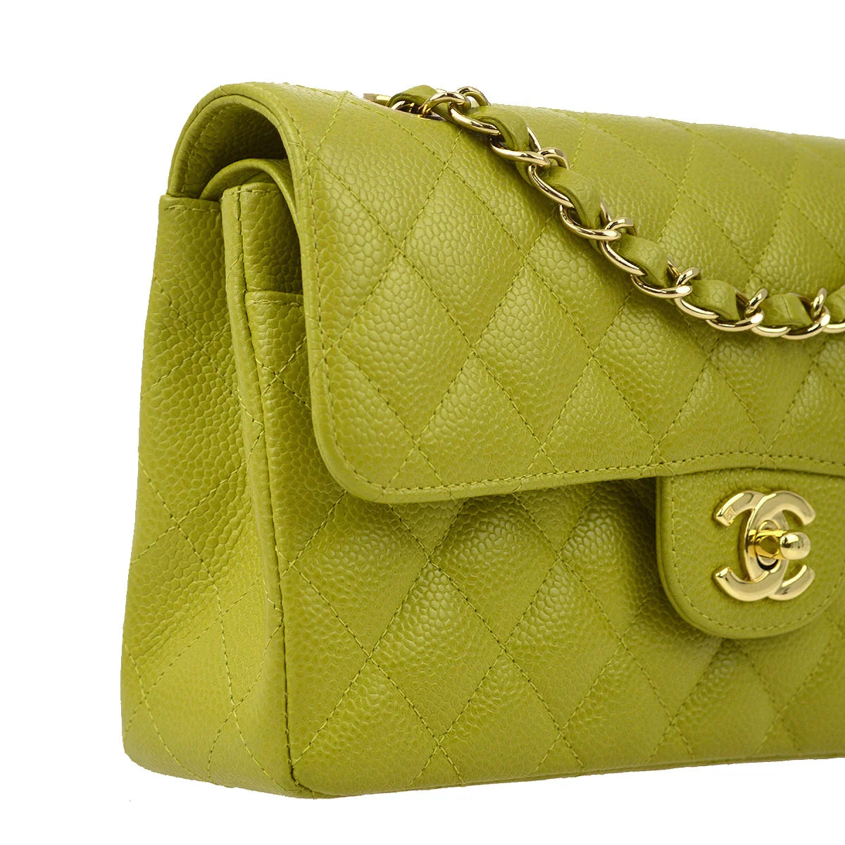 Chanel * 2003-2004 Green Caviar Small Classic Double Flap Bag