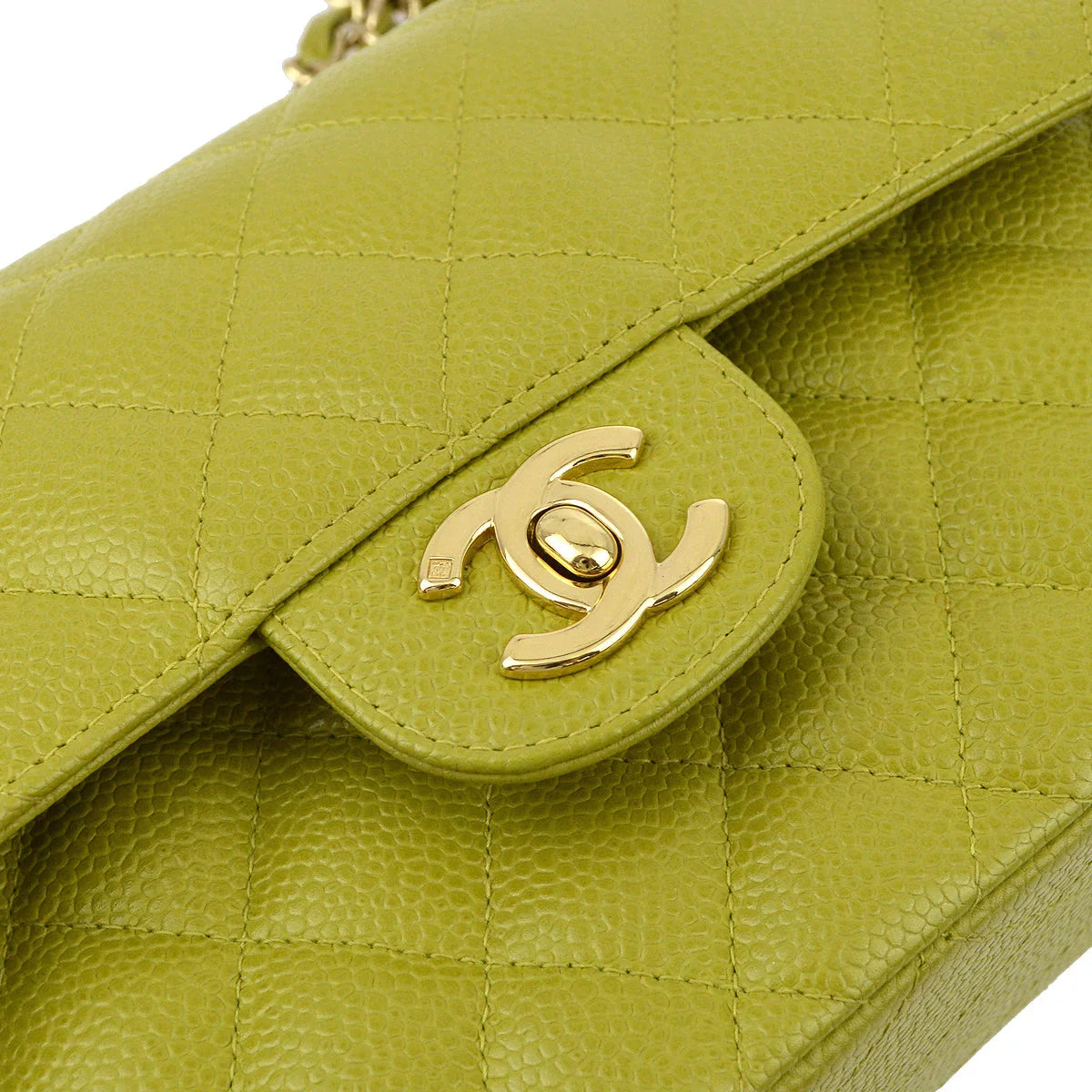 Chanel * 2003-2004 Green Caviar Small Classic Double Flap Bag