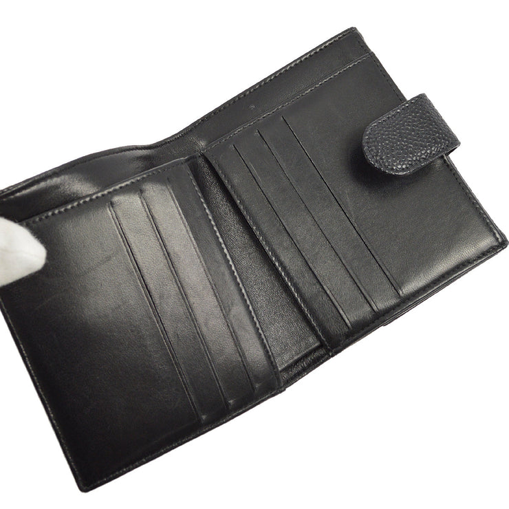 シャネル 二つ折り財布 ブラック キャビアスキン