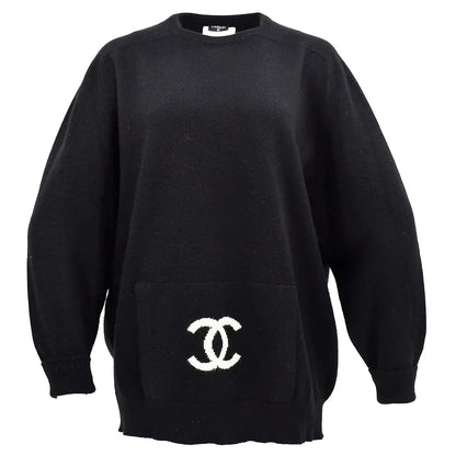 Chanel Long Sweater Black 94A #44