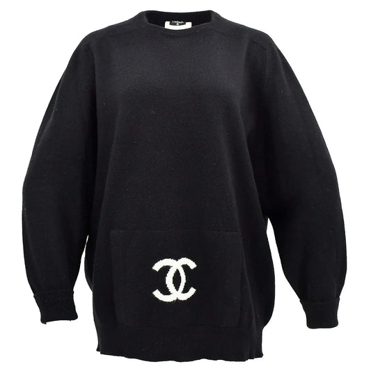 Chanel Long Sweater Black 94A #44