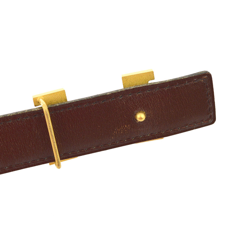 Hermes Black Box Calf Constance Reversible Belt #65 Small Good
