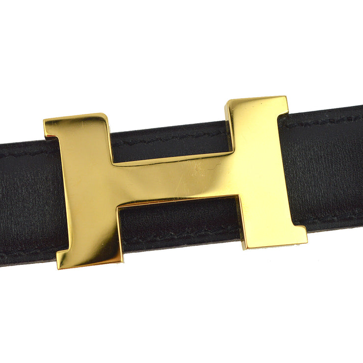 Hermes 2000 Black Box Calf Constance Reversible Belt #65 Small Good