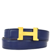 Hermes 1996 Blue Box Calf Constance Reversible Belt #65