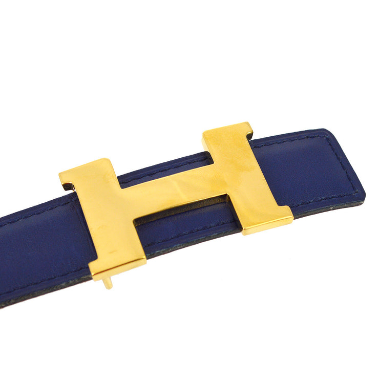 Hermes Blue Box Calf Constance Reversible Belt #65