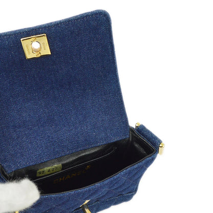 Chanel 1989-1991 Denim Straight Flap Shoulder Bag