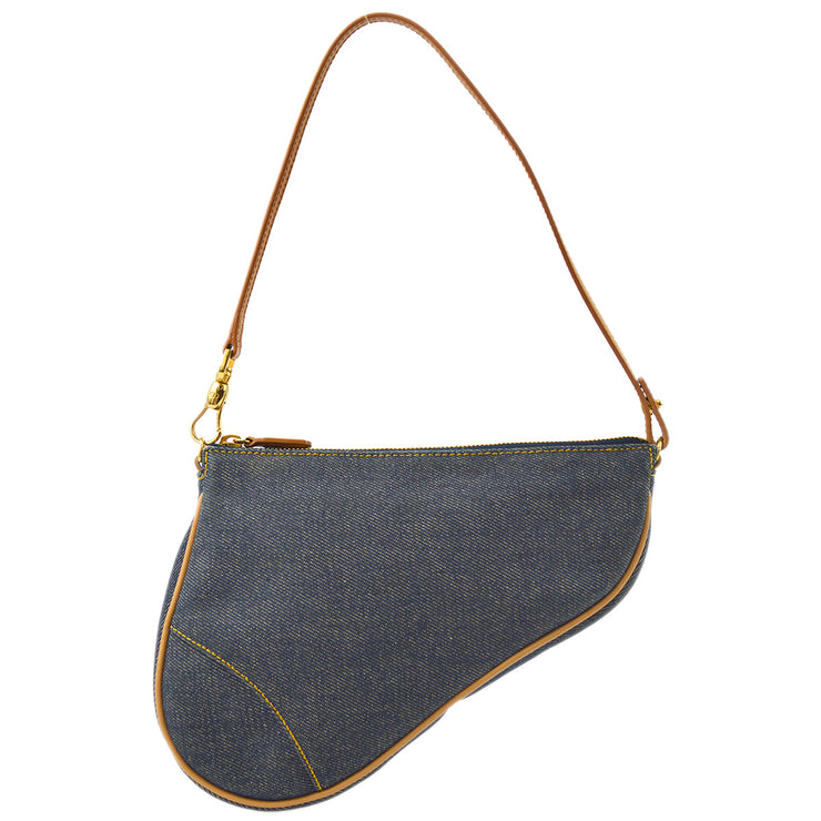 Christian Dior Blue Denim Saddle Handbag