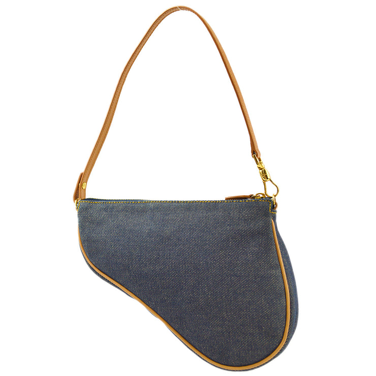 Christian Dior 2001 Blue Denim Saddle Handbag