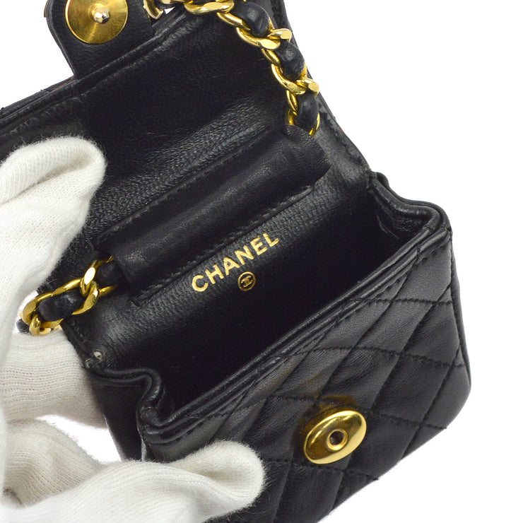 Chanel Black Lambskin Classic Flap Micro Bag