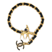 Chanel Deer Rhinestone Ankle Bracelet Black 01A