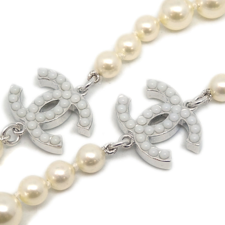 Chanel Artificial Pearl Necklace White 08V